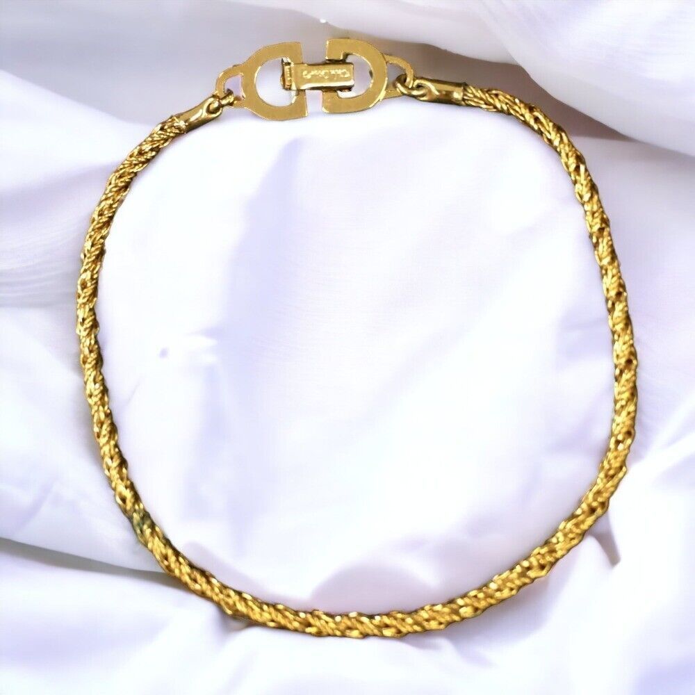 Christian Dior CD Logo Gold Tone Bracelet 0050